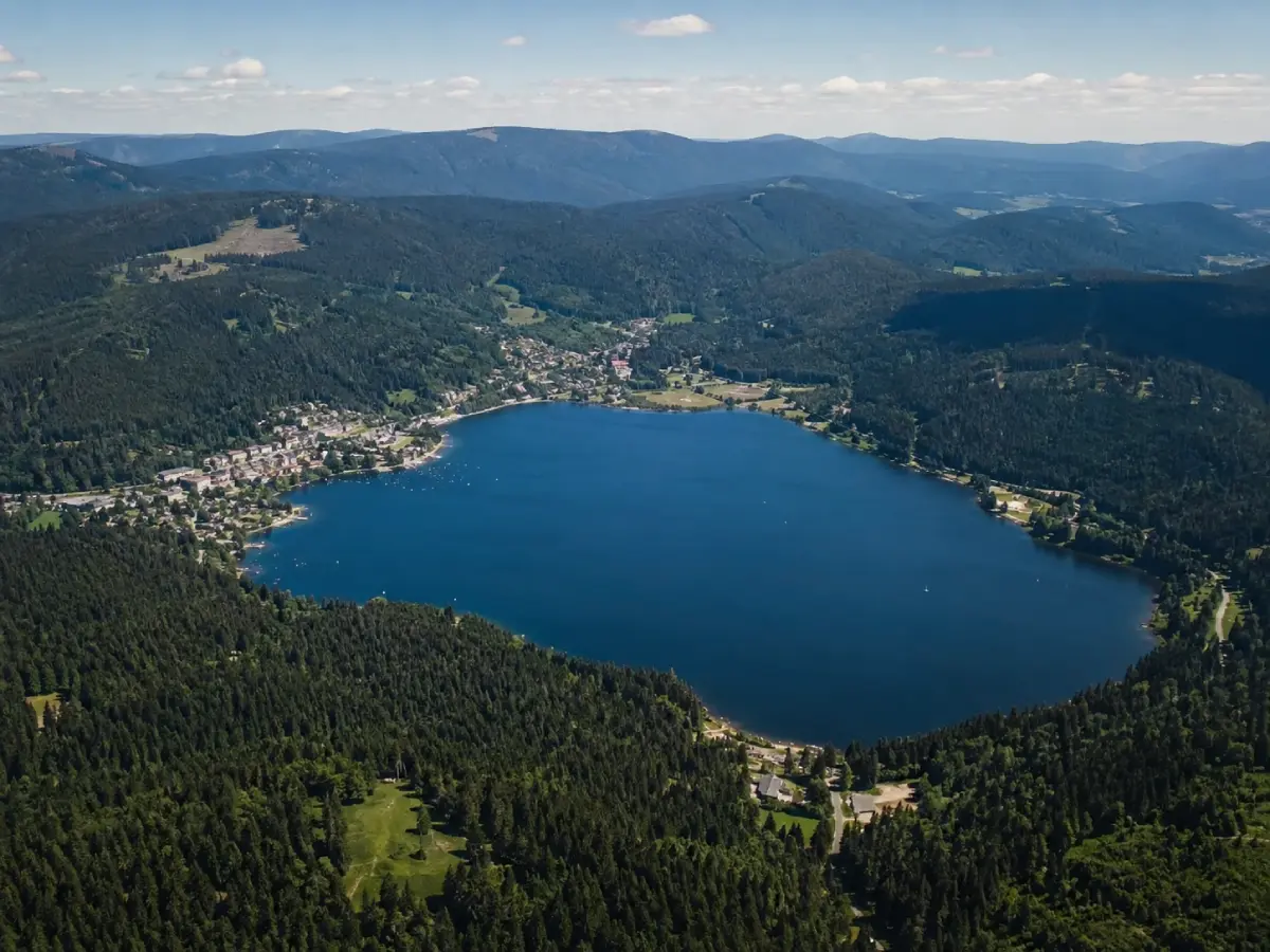 Titisee und Waldlandschaft aus der Luft
